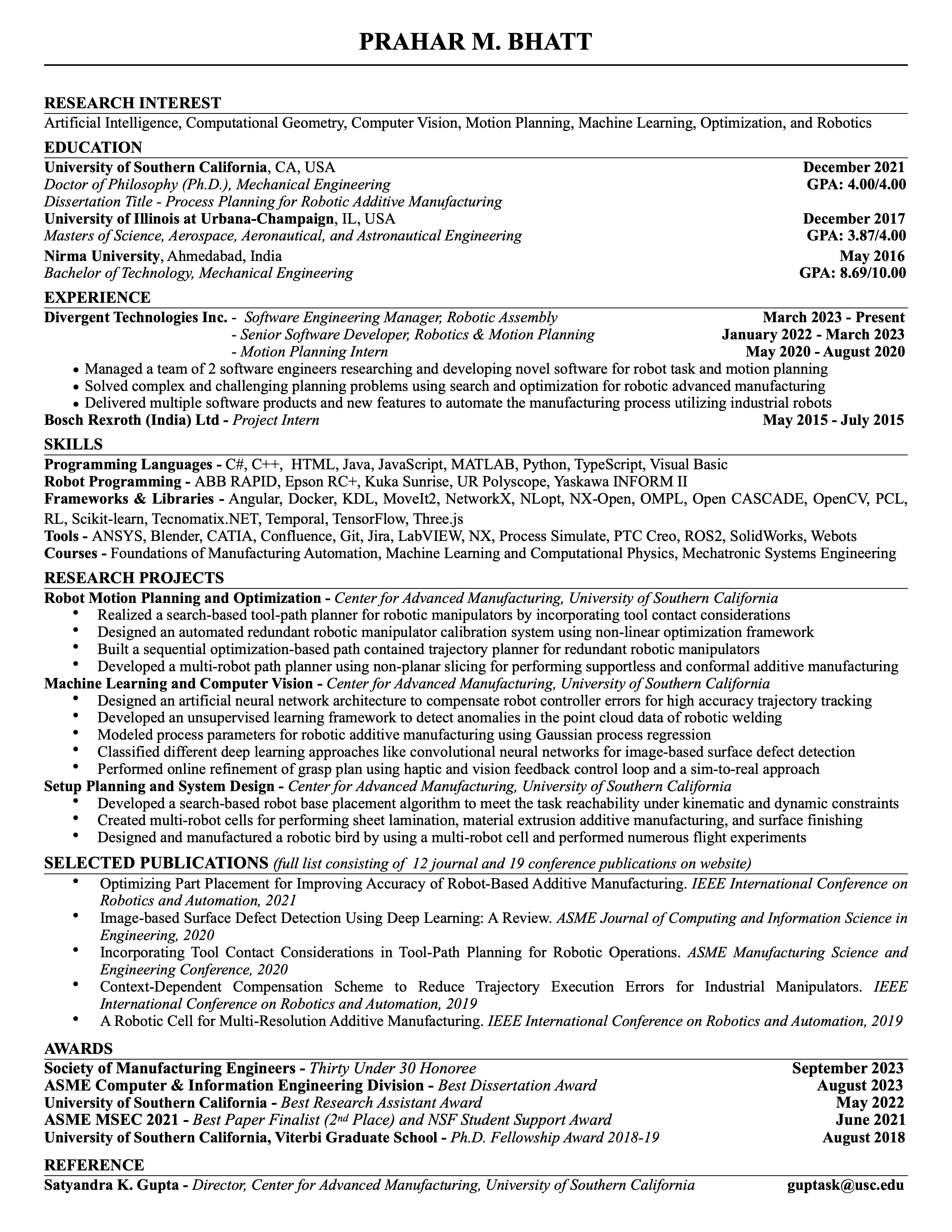 Prahar Bhatt Resume